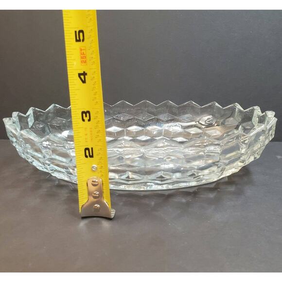 Fostoria American Glass Cubist 9.5" x 7" Oval Glass Dish Vtg Serving Bowl - Picture 7 of 8